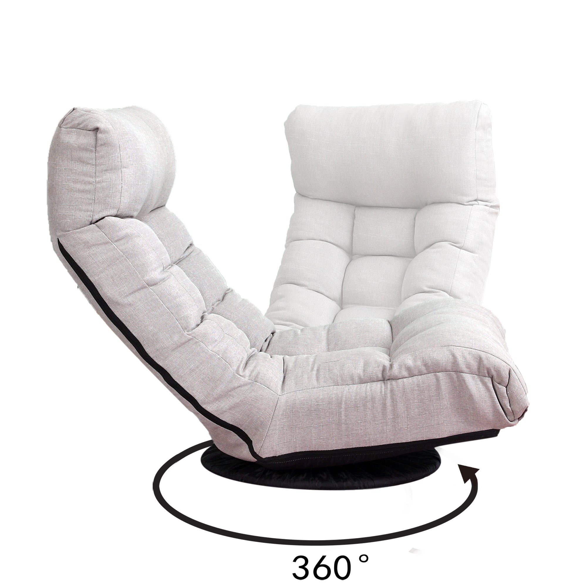 3 Adjustable Head Segments Single Sofa Reclining Japanese Style Leisure Accent Chair- Gray