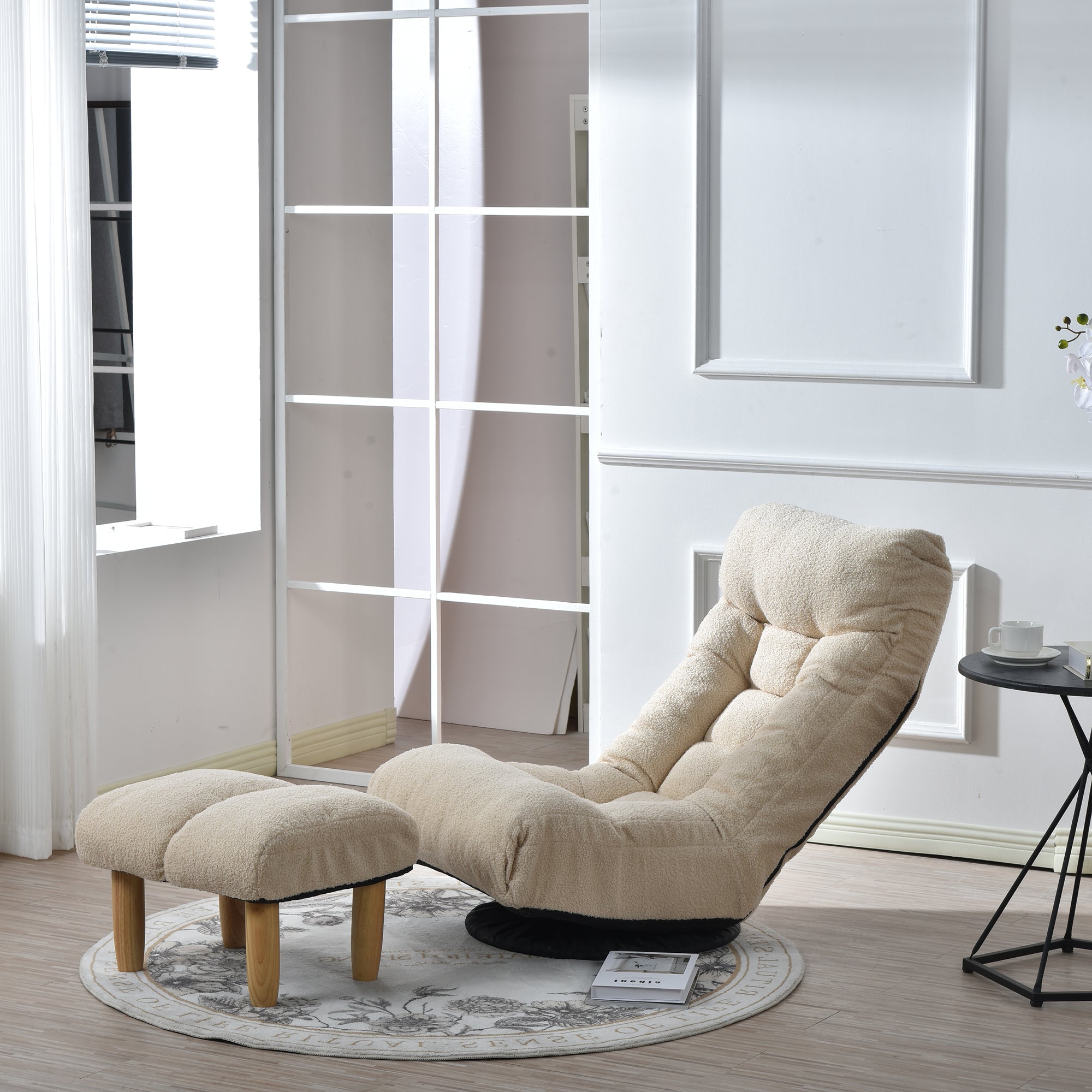 3 Adjustable Head Segments Single Sofa Reclining Leisure Accent Chair- White
