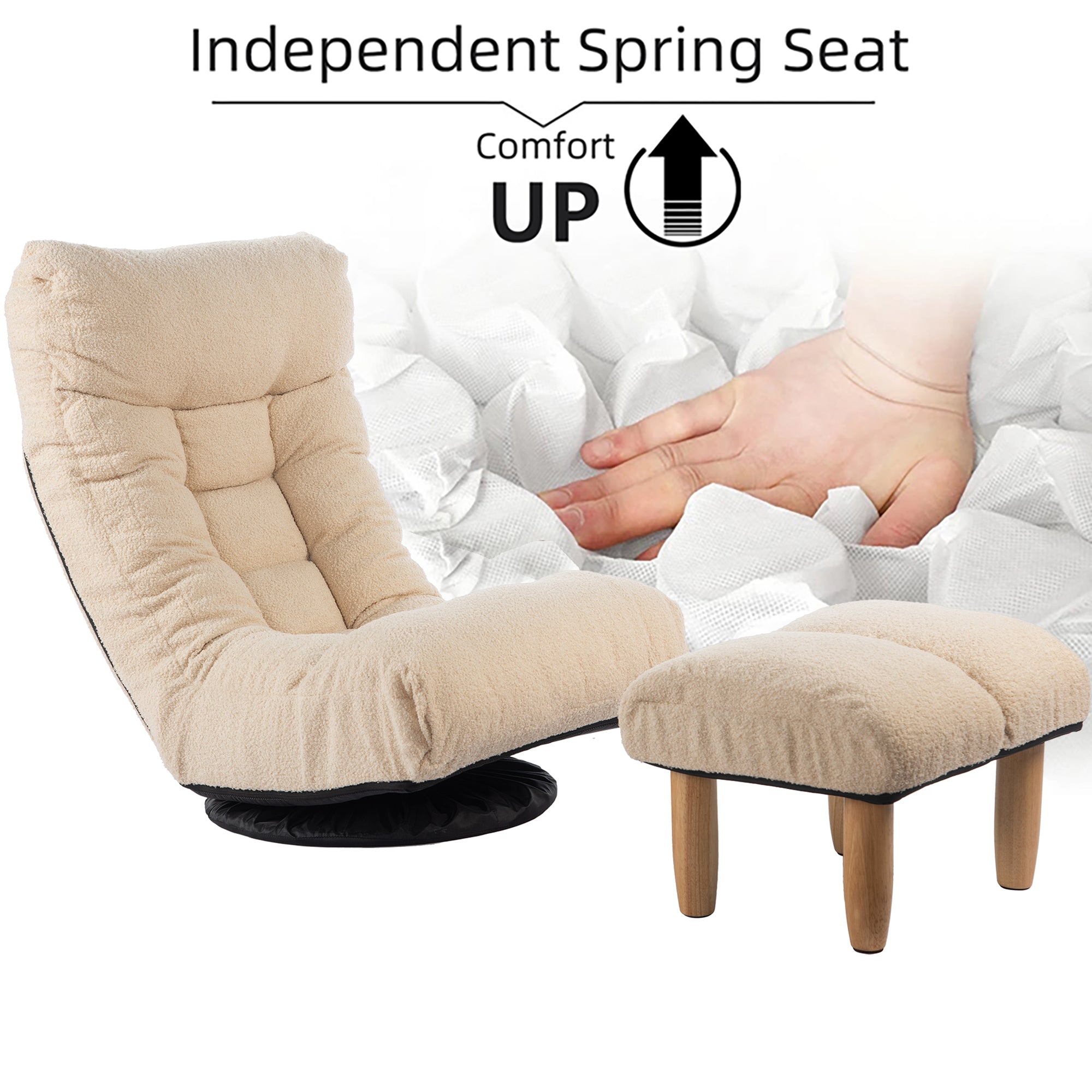 3 Adjustable Head Segments Single Sofa Reclining Leisure Accent Chair- White