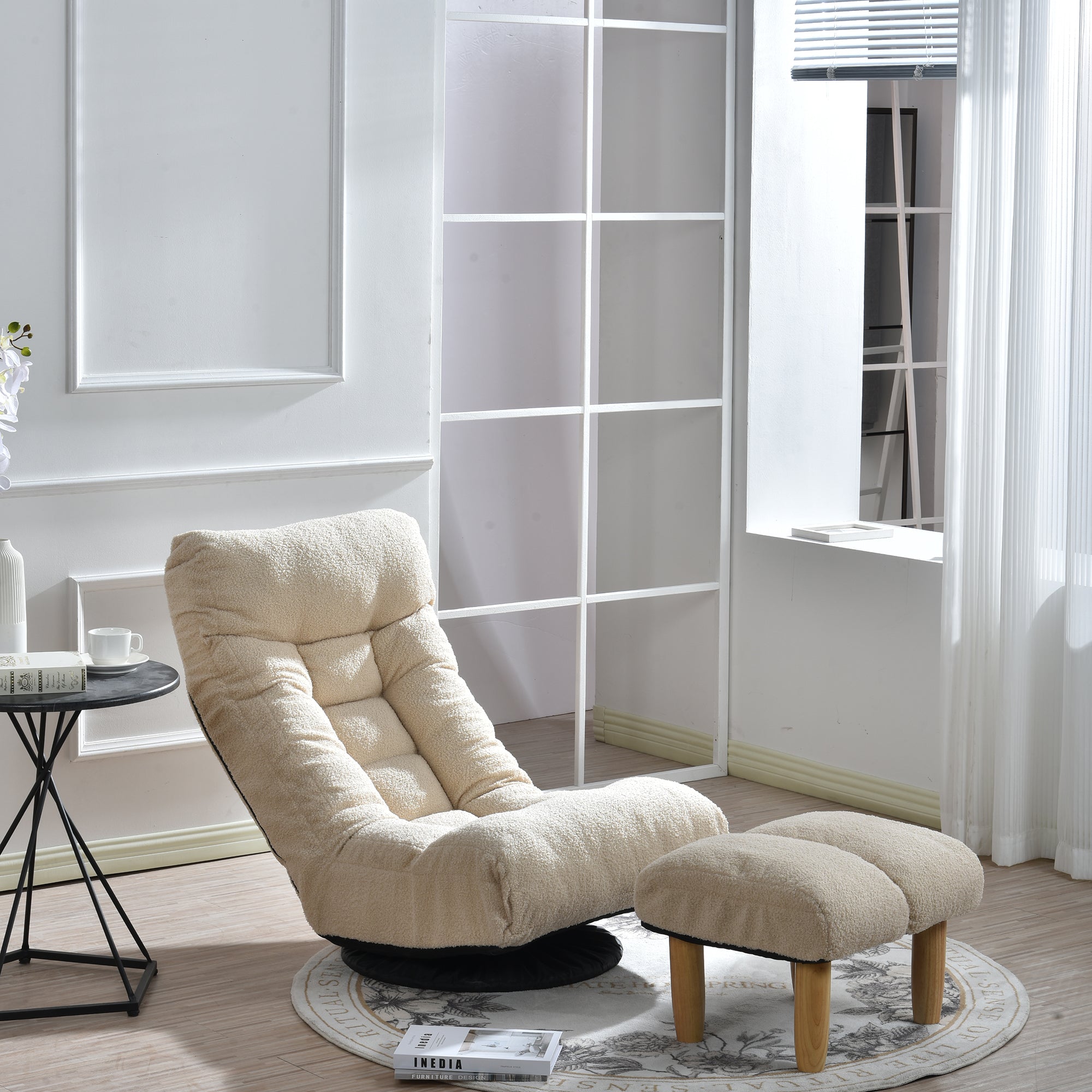 3 Adjustable Head Segments Single Sofa Reclining Leisure Accent Chair- White