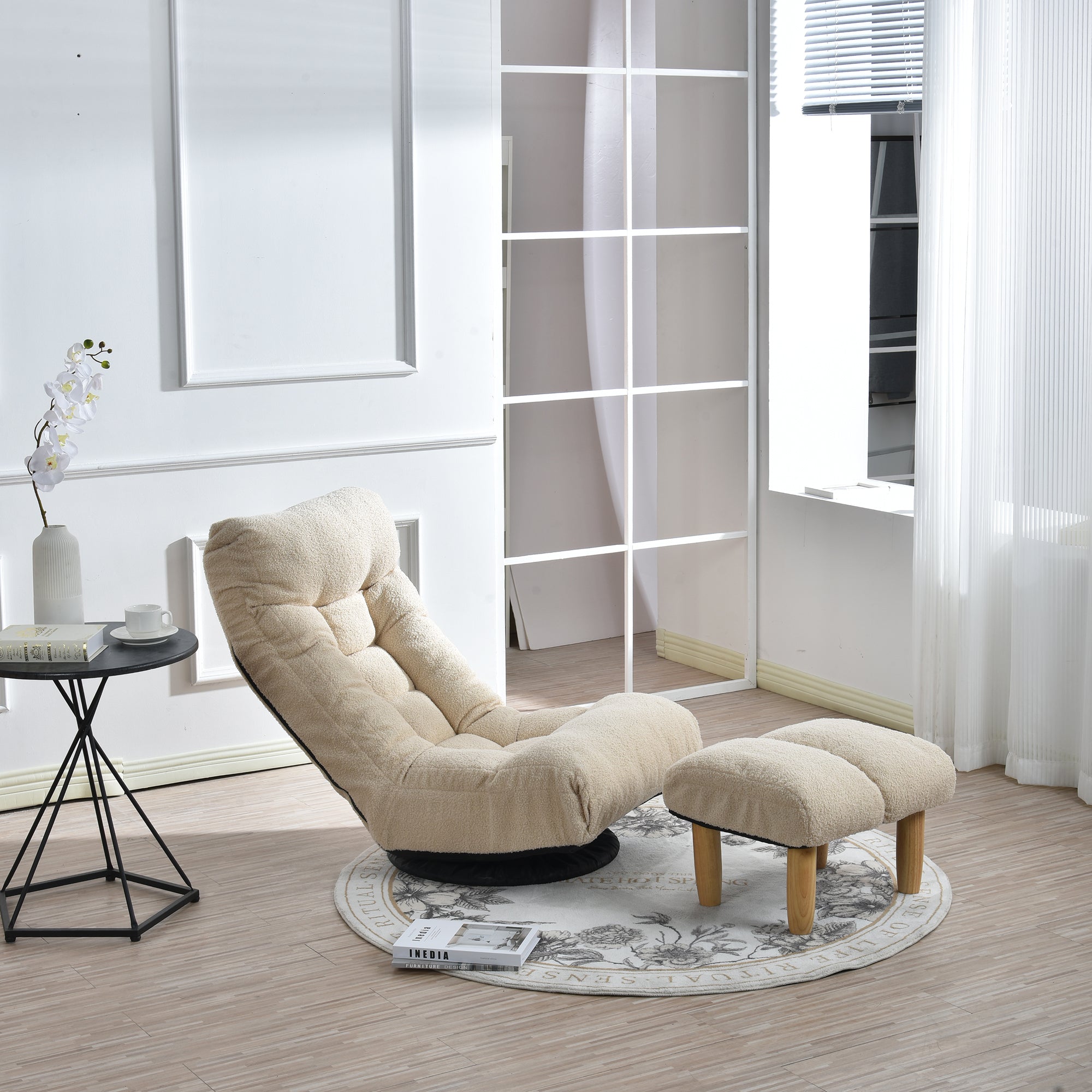 3 Adjustable Head Segments Single Sofa Reclining Leisure Accent Chair- White
