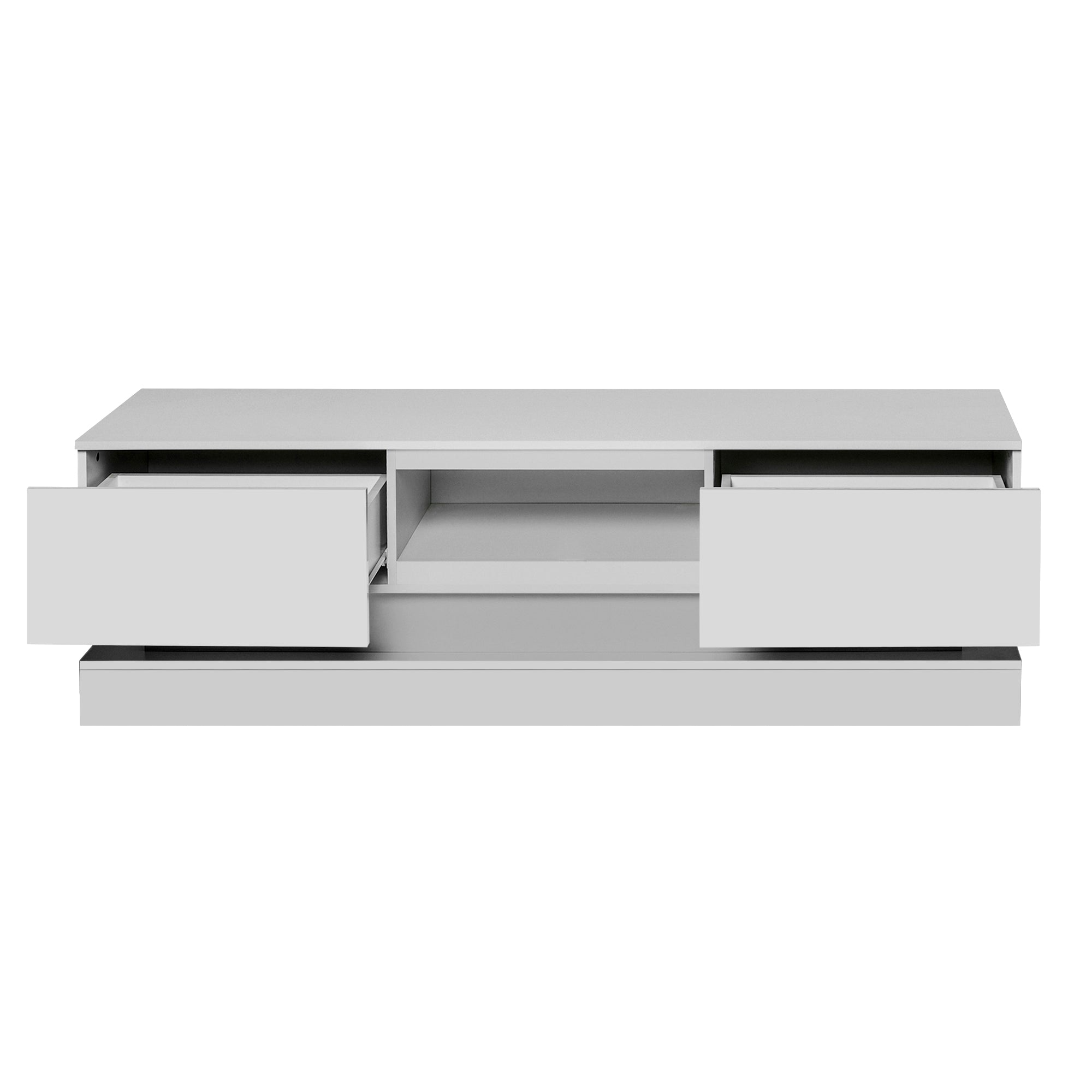 63 inches Modern and Simple Design Television Stand Organizing Cabinet with LED Light- White