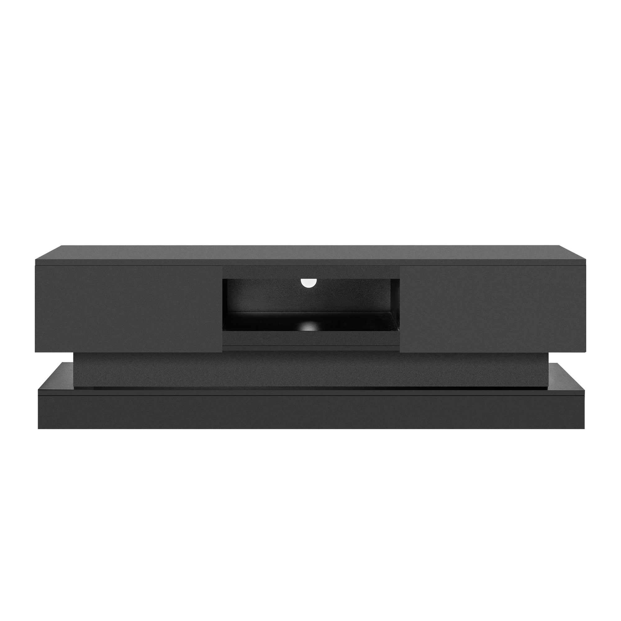 63 inches Modern and Simple Design Television Stand Organizing Cabinet with LED Light- Black