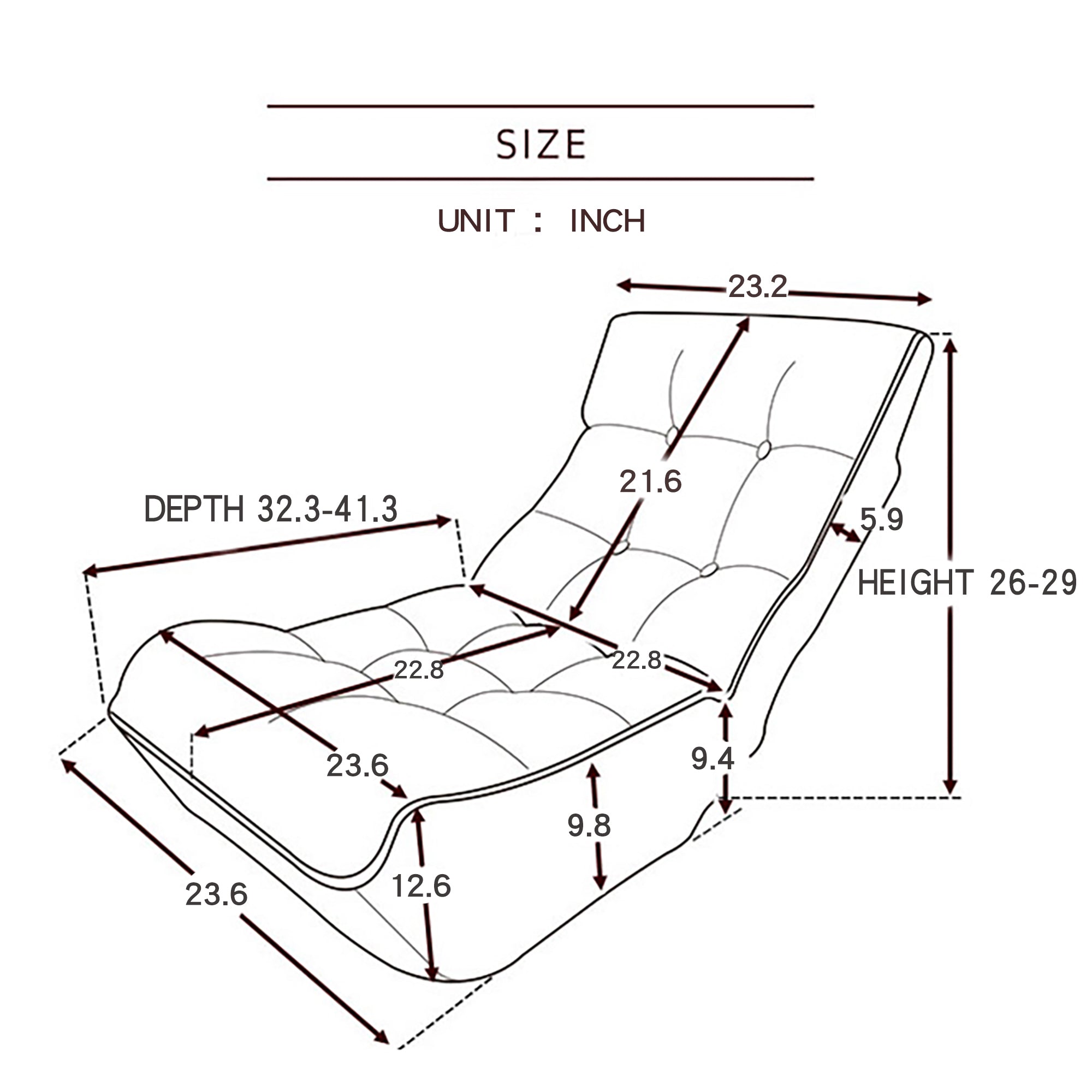 3 Angle Reclining Rotating Sofa Chair Japanese Style Lazy Balcony Chair- Cement Gray
