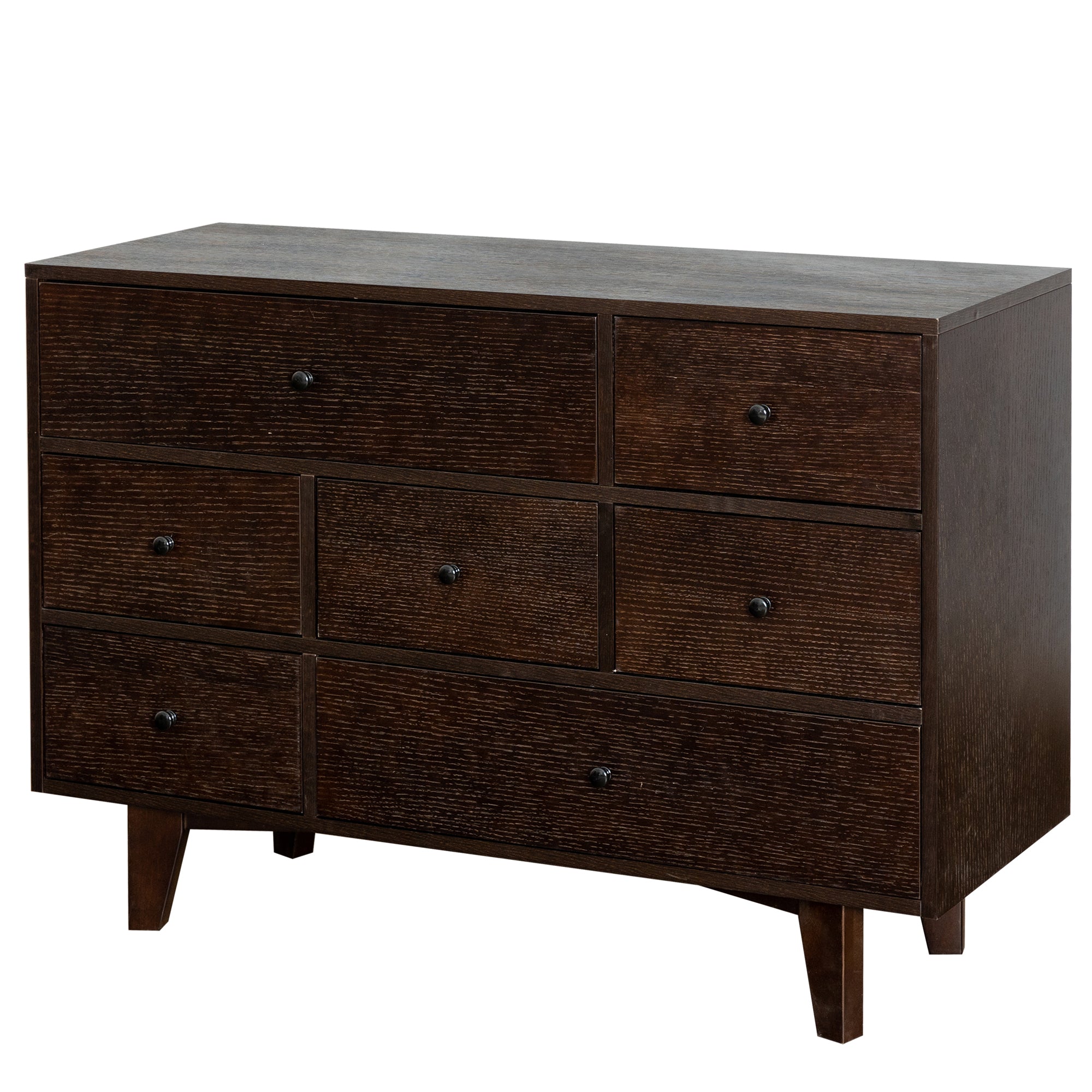 7 Drawers Solid Wood Free Standing Storage Cabinet Dresser Console- Auburn