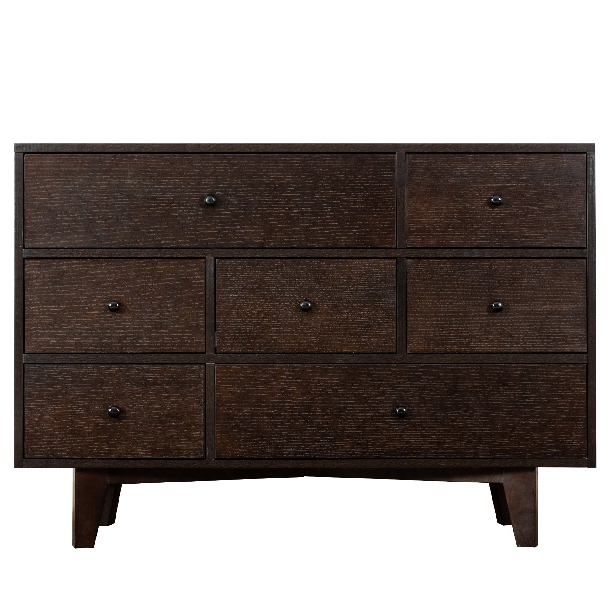 7 Drawers Solid Wood Free Standing Storage Cabinet Dresser Console- Auburn