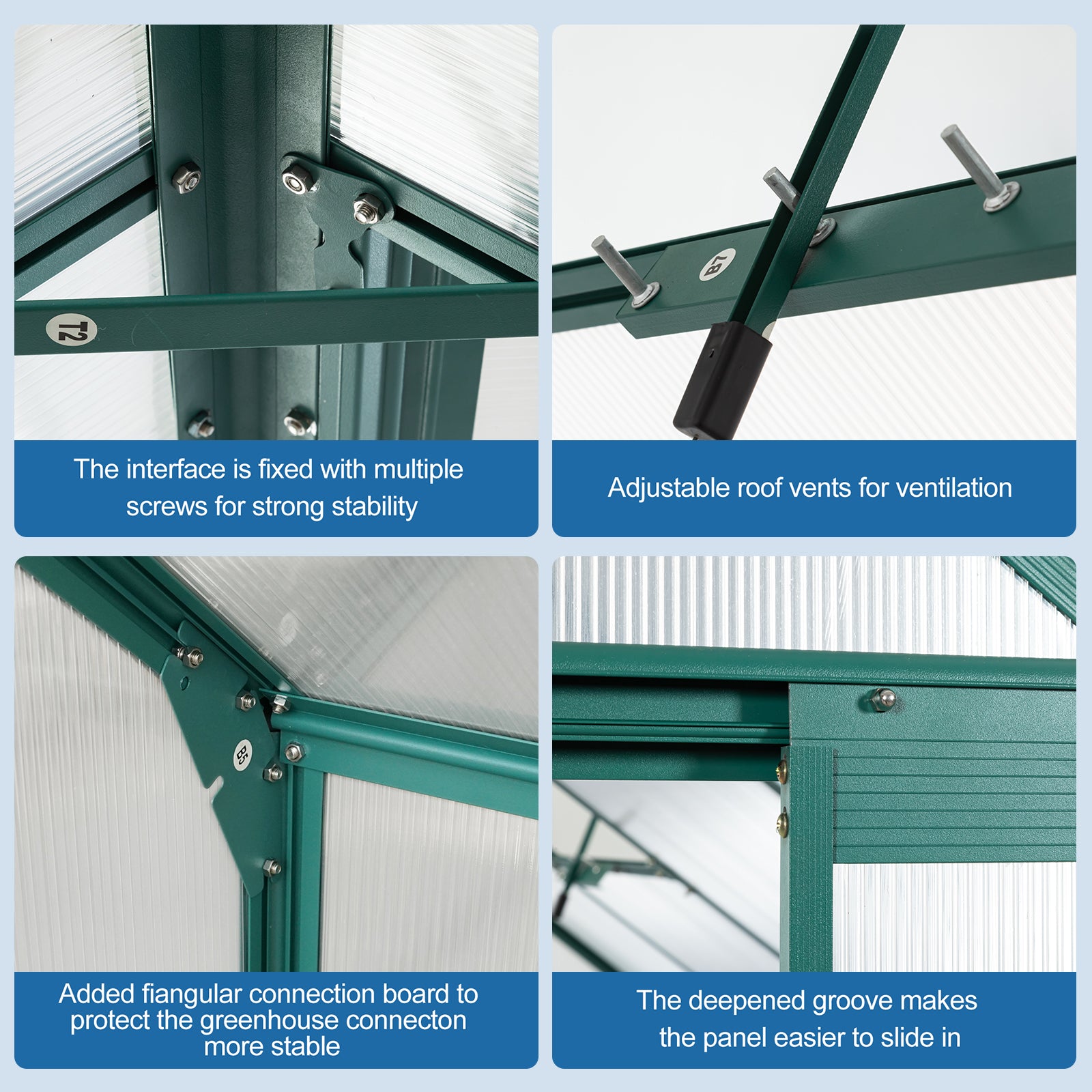 6x12 FT Walk-in Greenhouse Garden for Backyard Planting with Raised Roof- Green