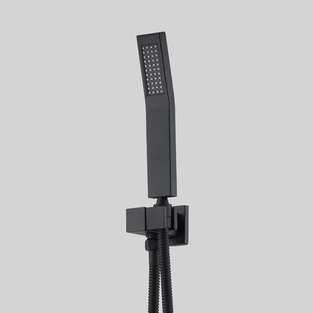Shower System 16 Inch Square Bathroom Luxury Rain Mixer Shower Combo Set - Black
