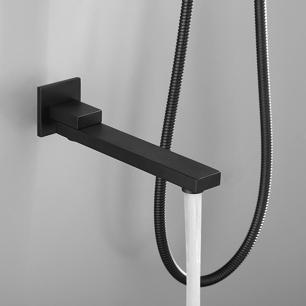 Shower System 16 Inch Square Bathroom Luxury Rain Mixer Shower Combo Set - Black