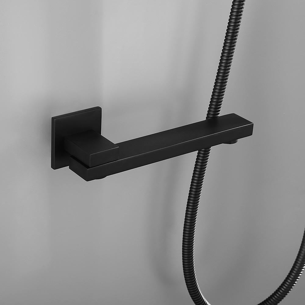Shower System 16 Inch Square Bathroom Luxury Rain Mixer Shower Combo Set - Black