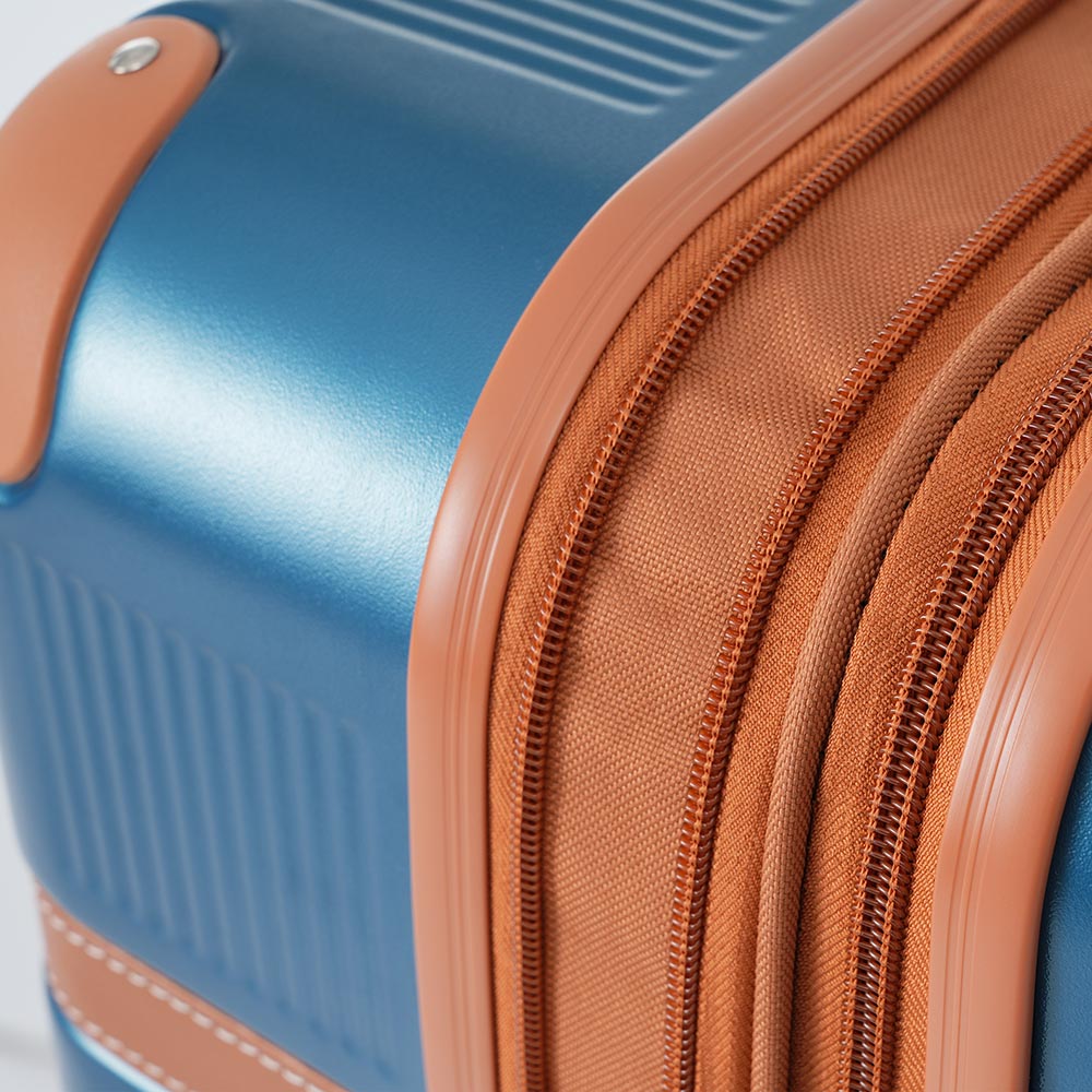 3 Piece Lightweight Hard-shell Luggage Sets double spinner 8 wheels Suitcase with TSA Lock - Blue