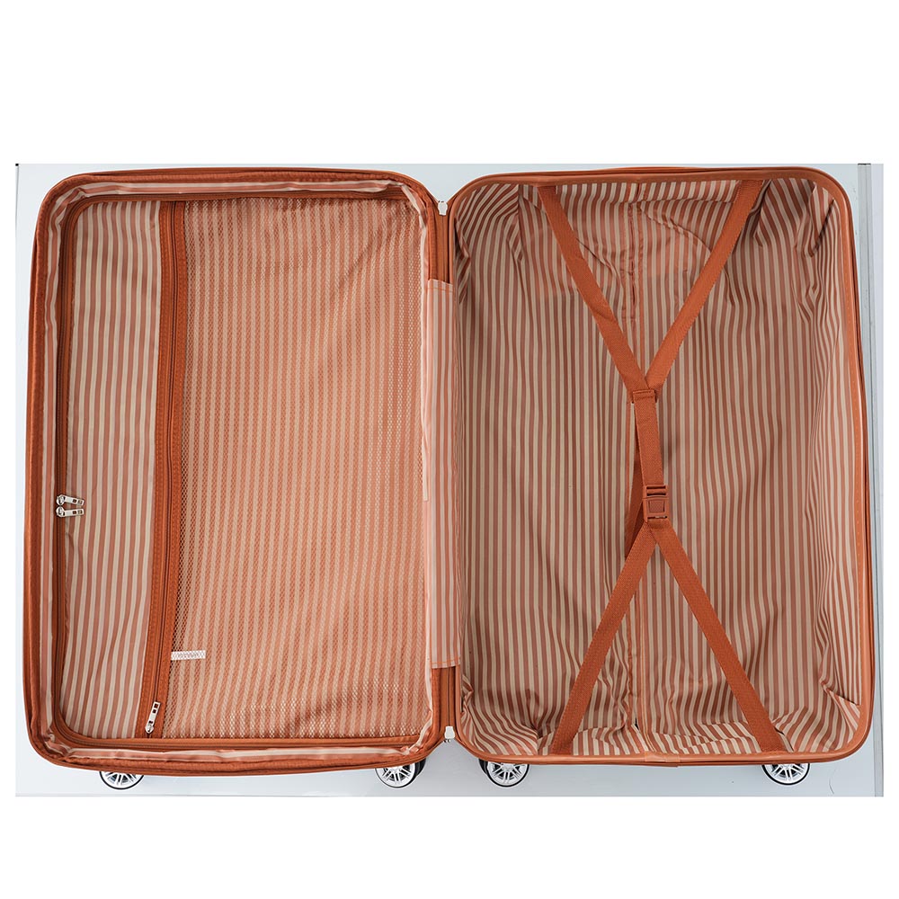 3 Piece Lightweight Hard-shell Luggage Sets double spinner 8 wheels Suitcase with TSA Lock - Blue
