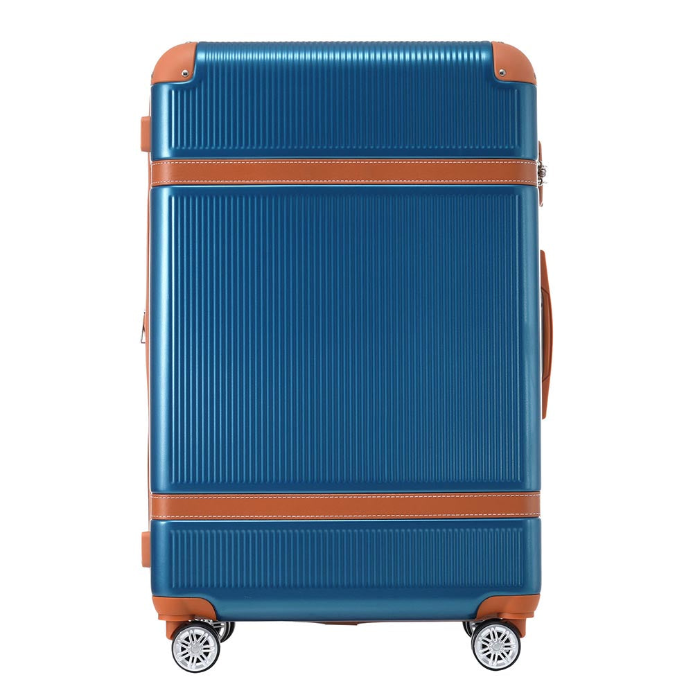 3 Piece Lightweight Hard-shell Luggage Sets double spinner 8 wheels Suitcase with TSA Lock - Blue