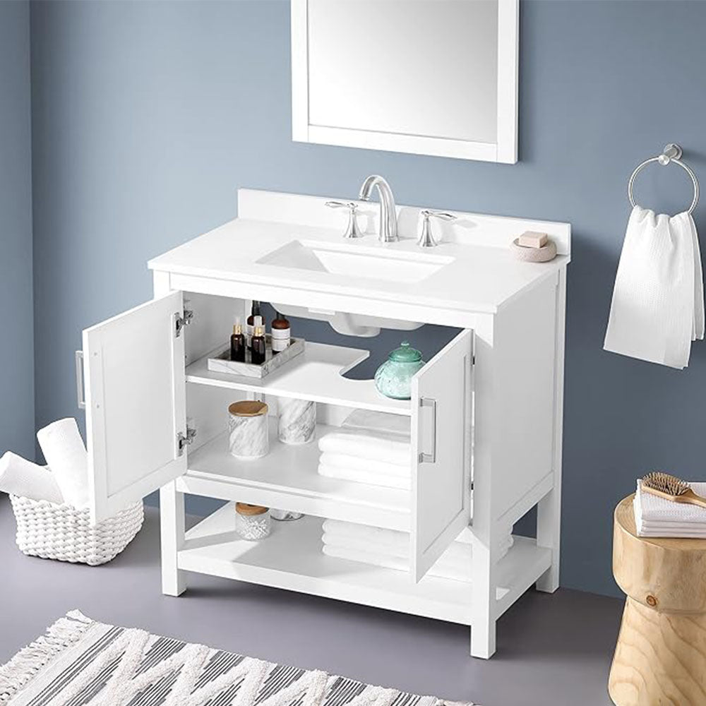 Bathroom Vanity with Sink, Multi-functional Cabinet - White