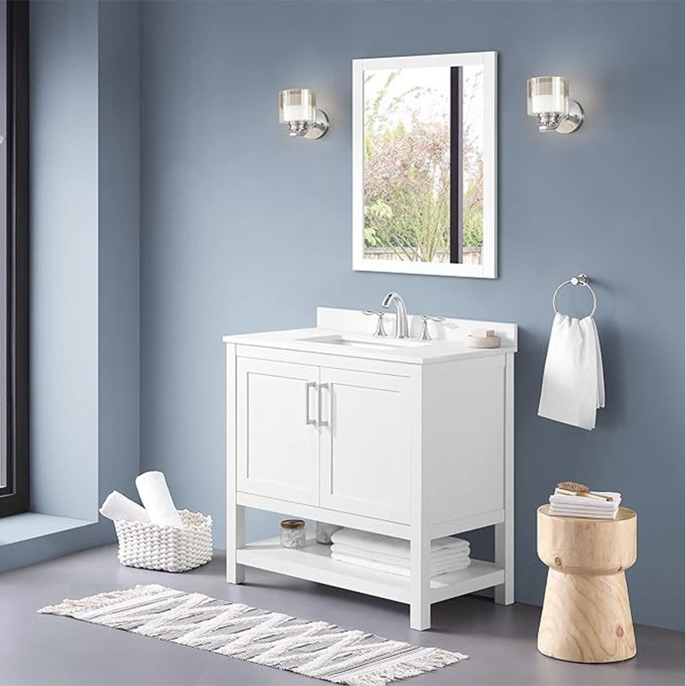 Bathroom Vanity with Sink, Multi-functional Cabinet - White