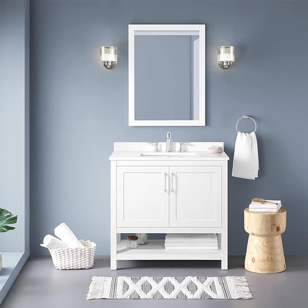 Bathroom Vanity with Sink, Multi-functional Cabinet - White