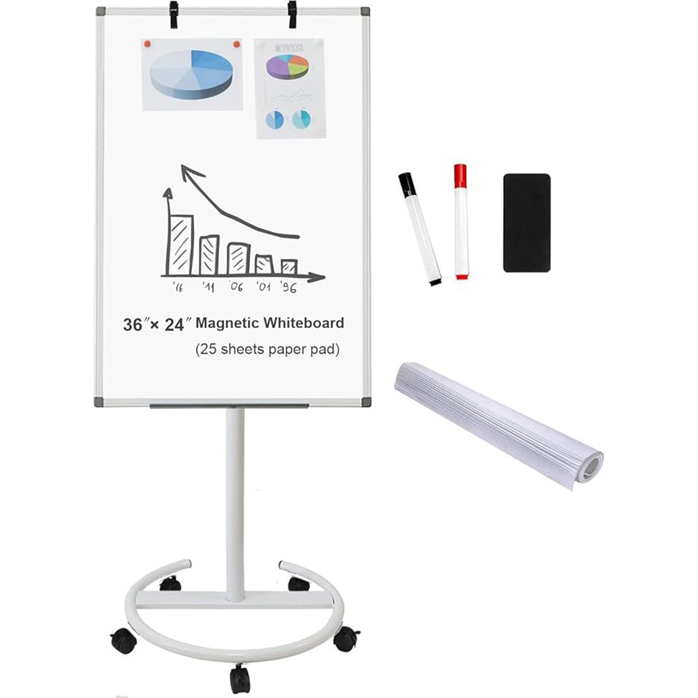 Magnetic Tempered Glass Whiteboard with Removable Stand