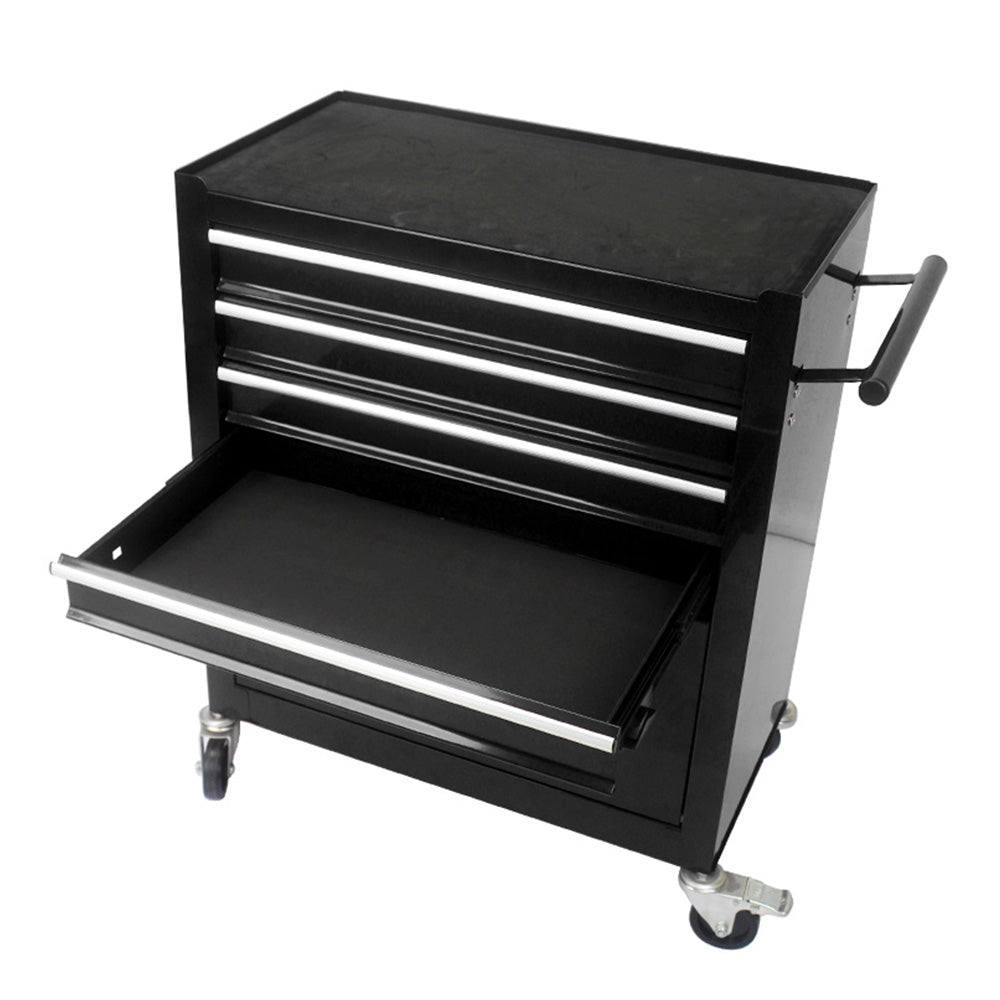 4-Drawer Multifunctional Tool Cart with Wheels - Black