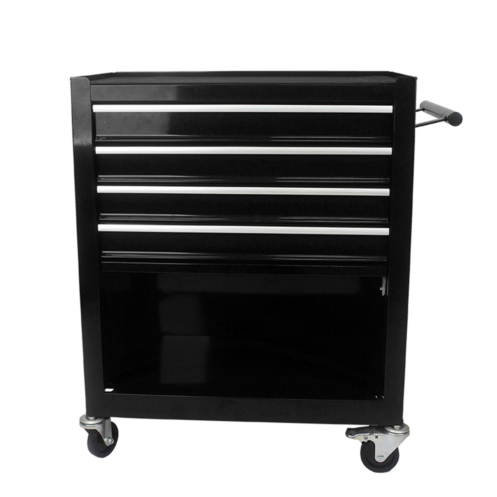 4-Drawer Multifunctional Tool Cart with Wheels - Black