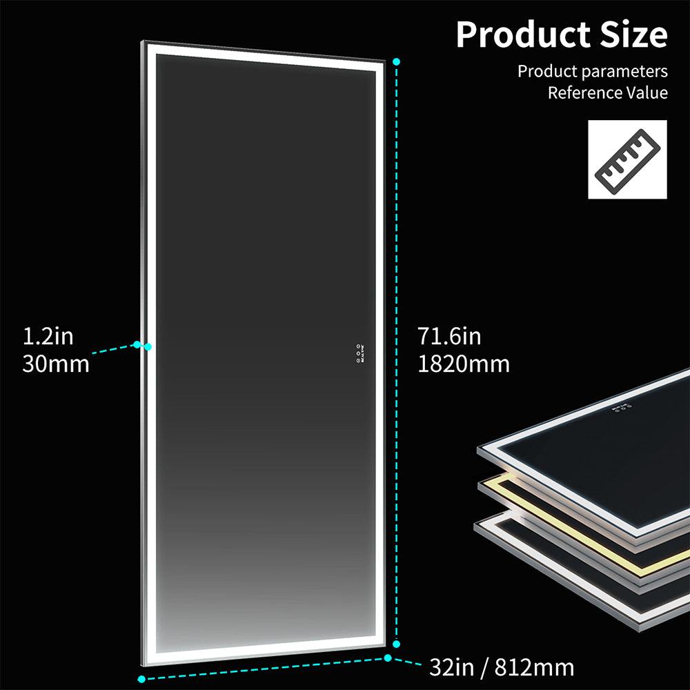 72x32 Inch Oversized LED Wall Mirror