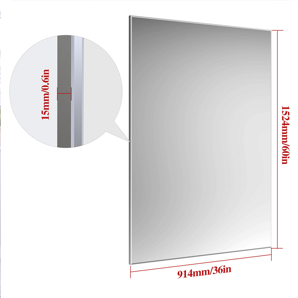 60x36 Inch Oversized Rectangle Mirror with Silver Frame
