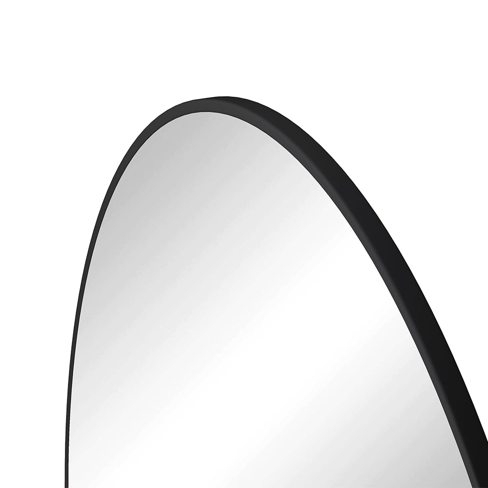 42-Inch Circular Metal Framed Wall Mirror -  Black