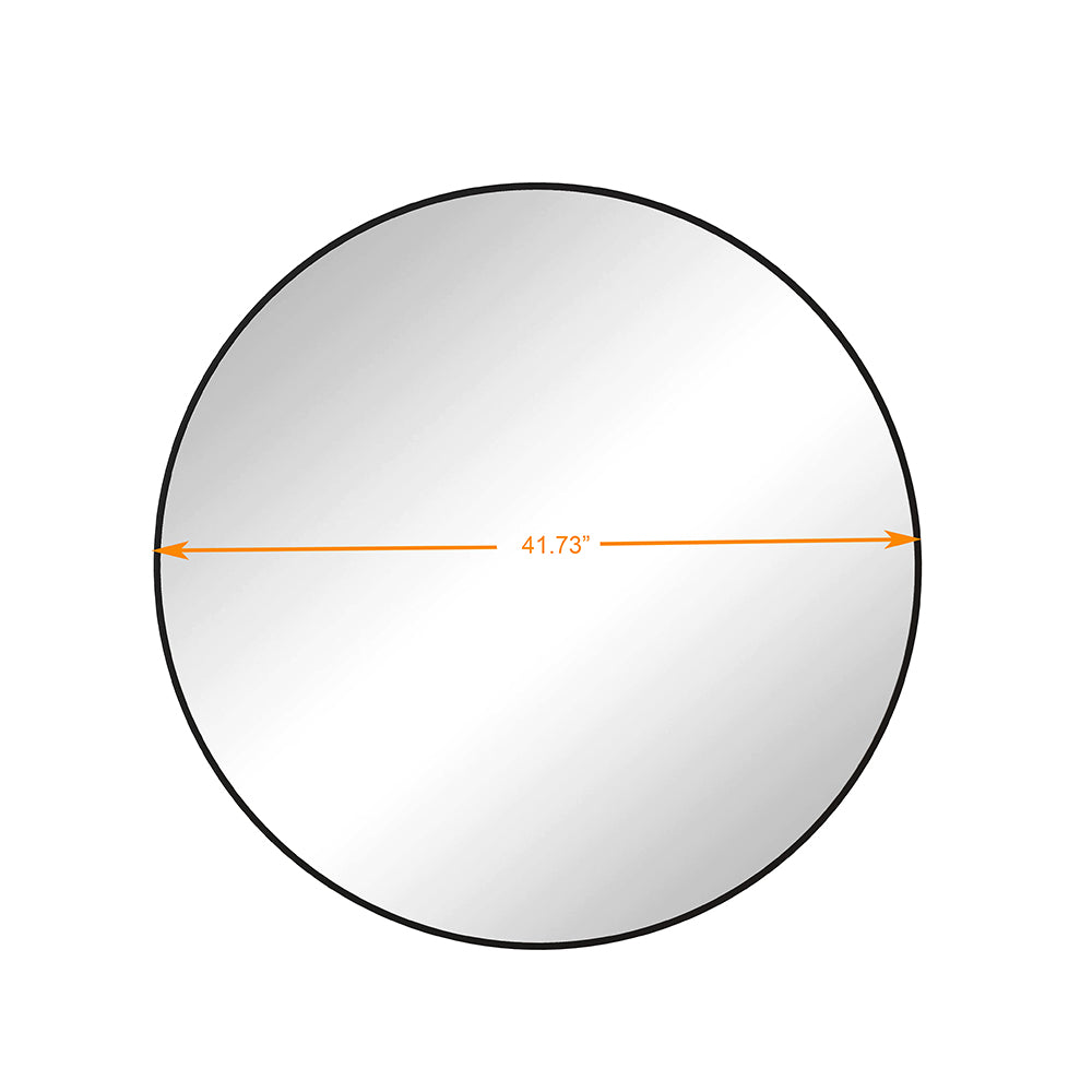 42-Inch Circular Metal Framed Wall Mirror -  Black
