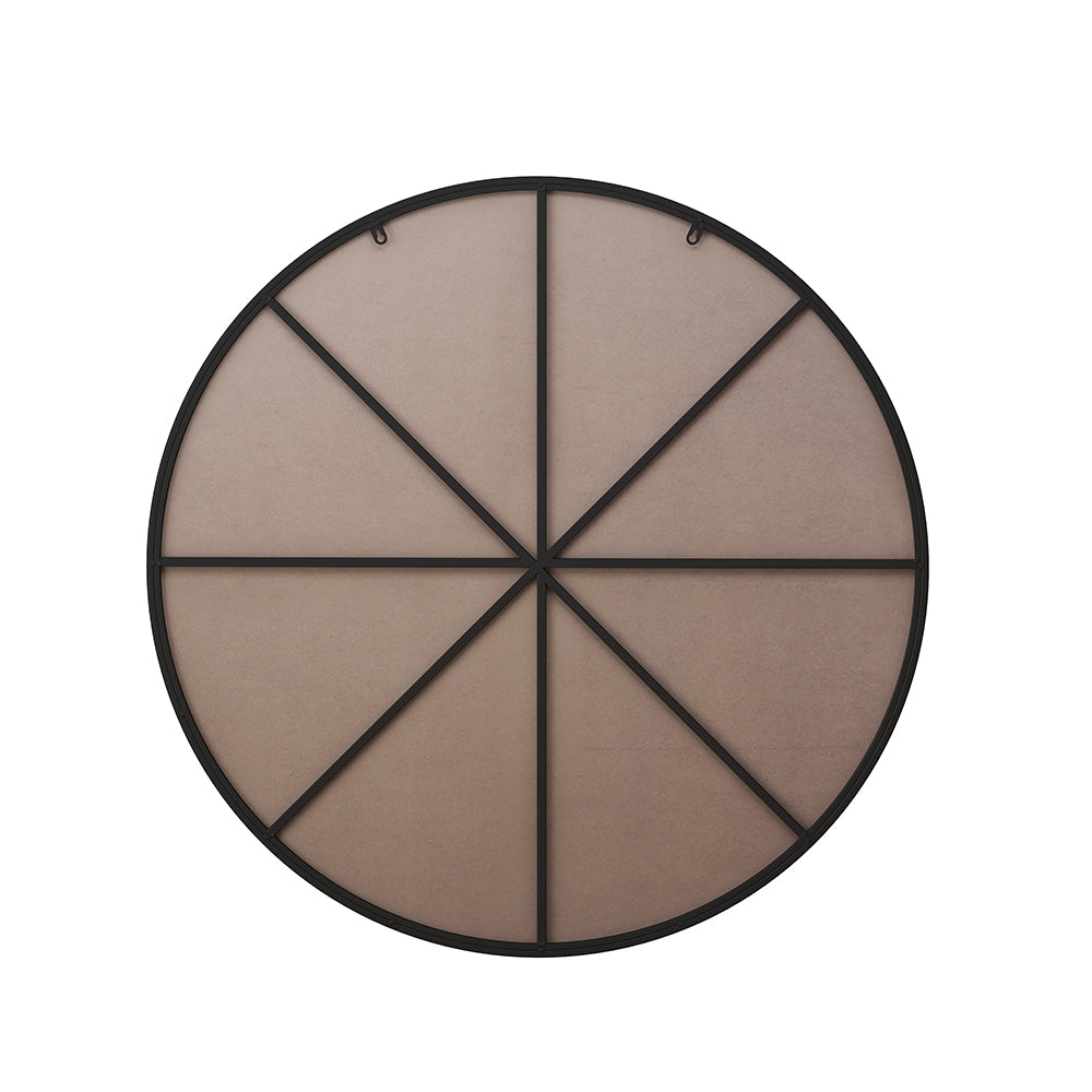 48-Inch Oversized Round Metal Framed Mirror - Black