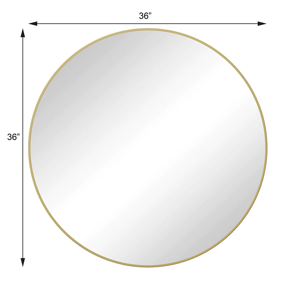 36-Inch Round Metal Framed Mirror - Gold
