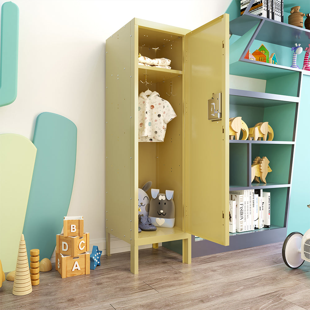 Retro Style Tall Metal Locker - Yellow