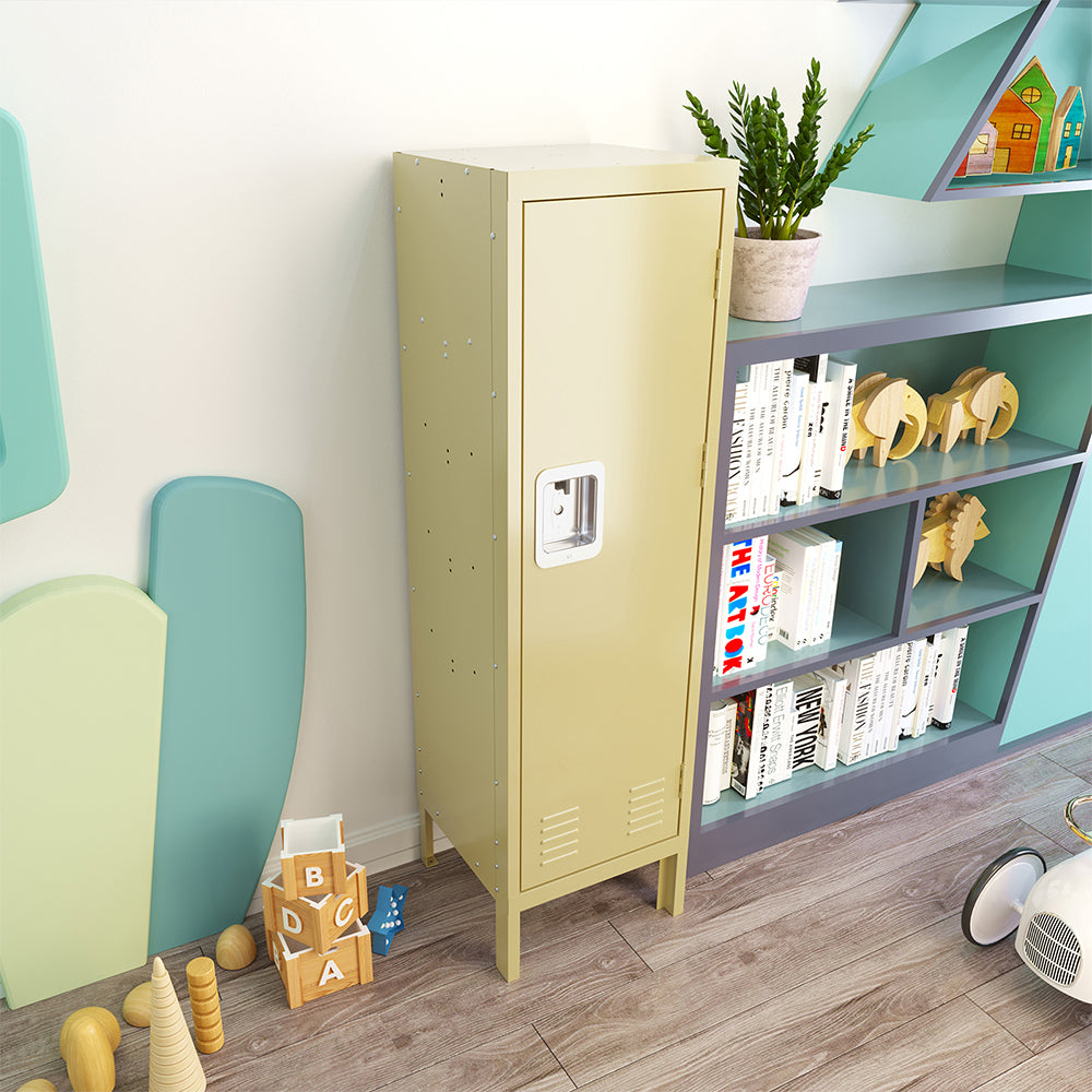 Retro Style Tall Metal Locker - Yellow