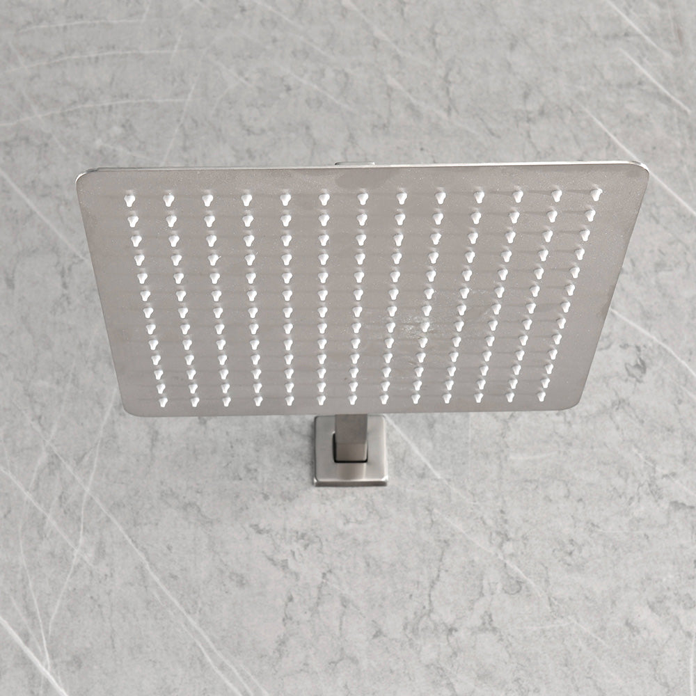 Shower System with Head Hand Shower Hose Valve Trim Lever Handles and Niche - Brushed Nickel
