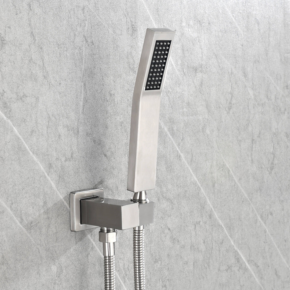 Shower System with Head Hand Shower Hose Valve Trim Lever Handles and Niche - Brushed Nickel
