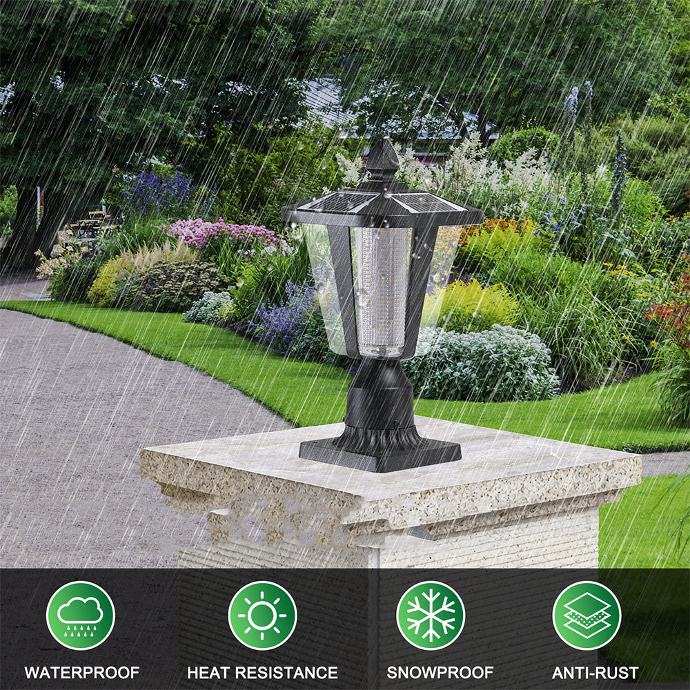 Black Solar LED Column Headlights - Dimmable