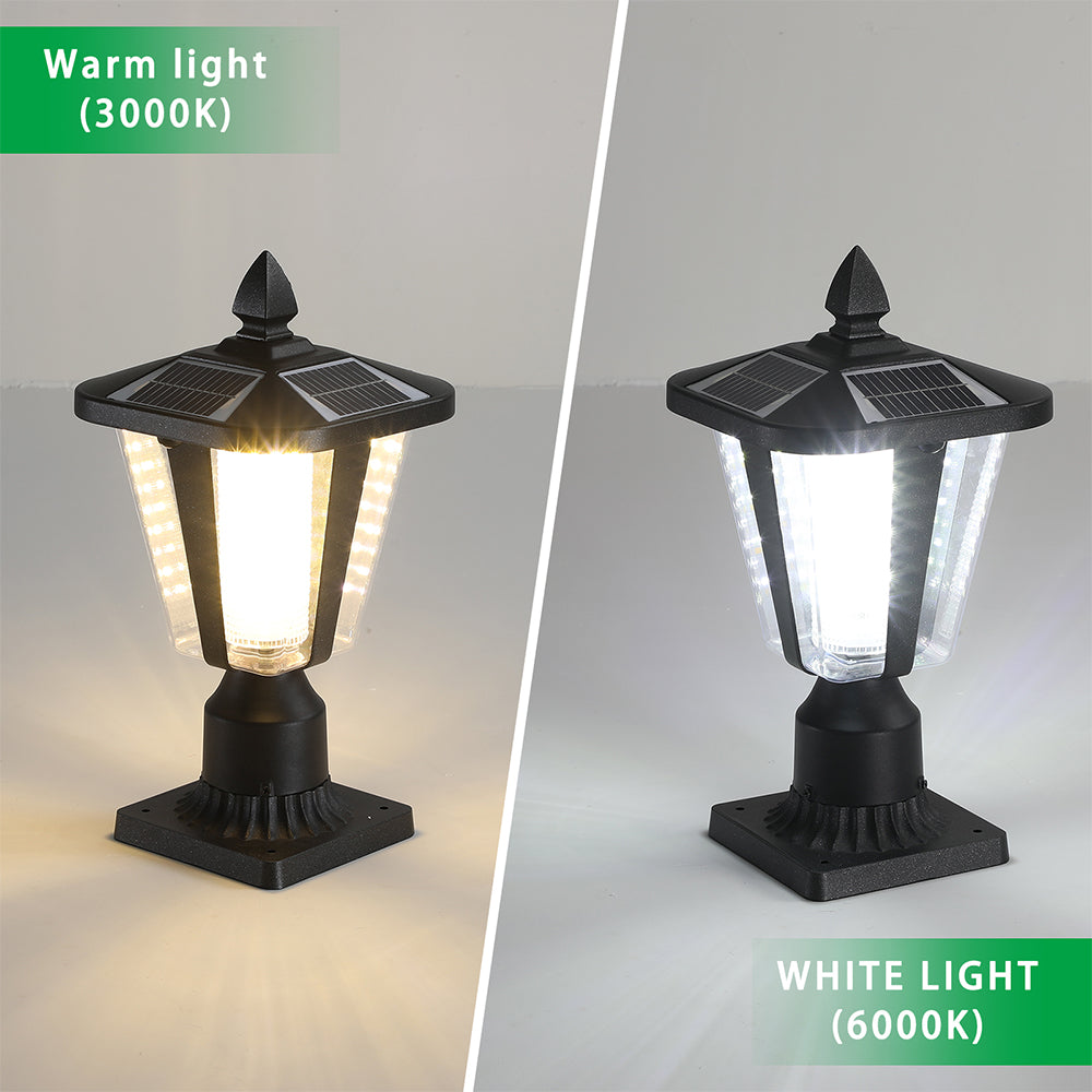 Black Solar LED Column Headlights - Dimmable