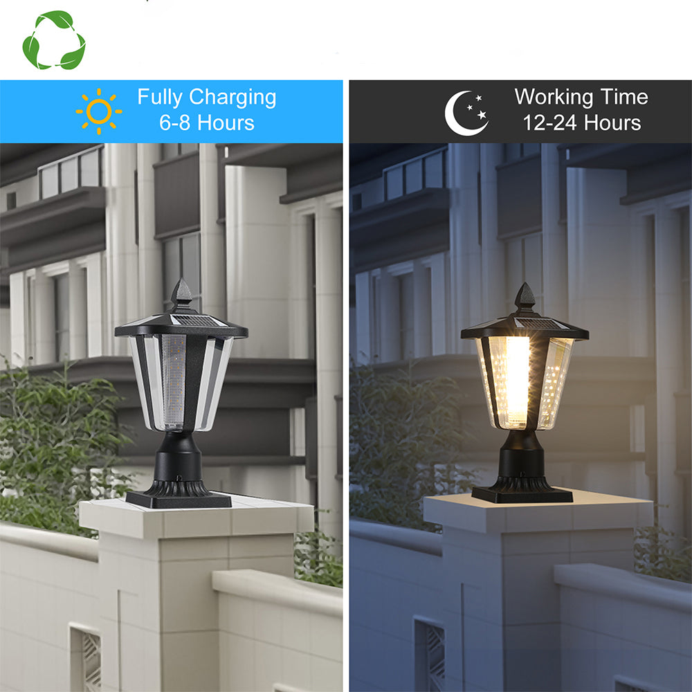 Black Solar LED Column Headlights - Dimmable