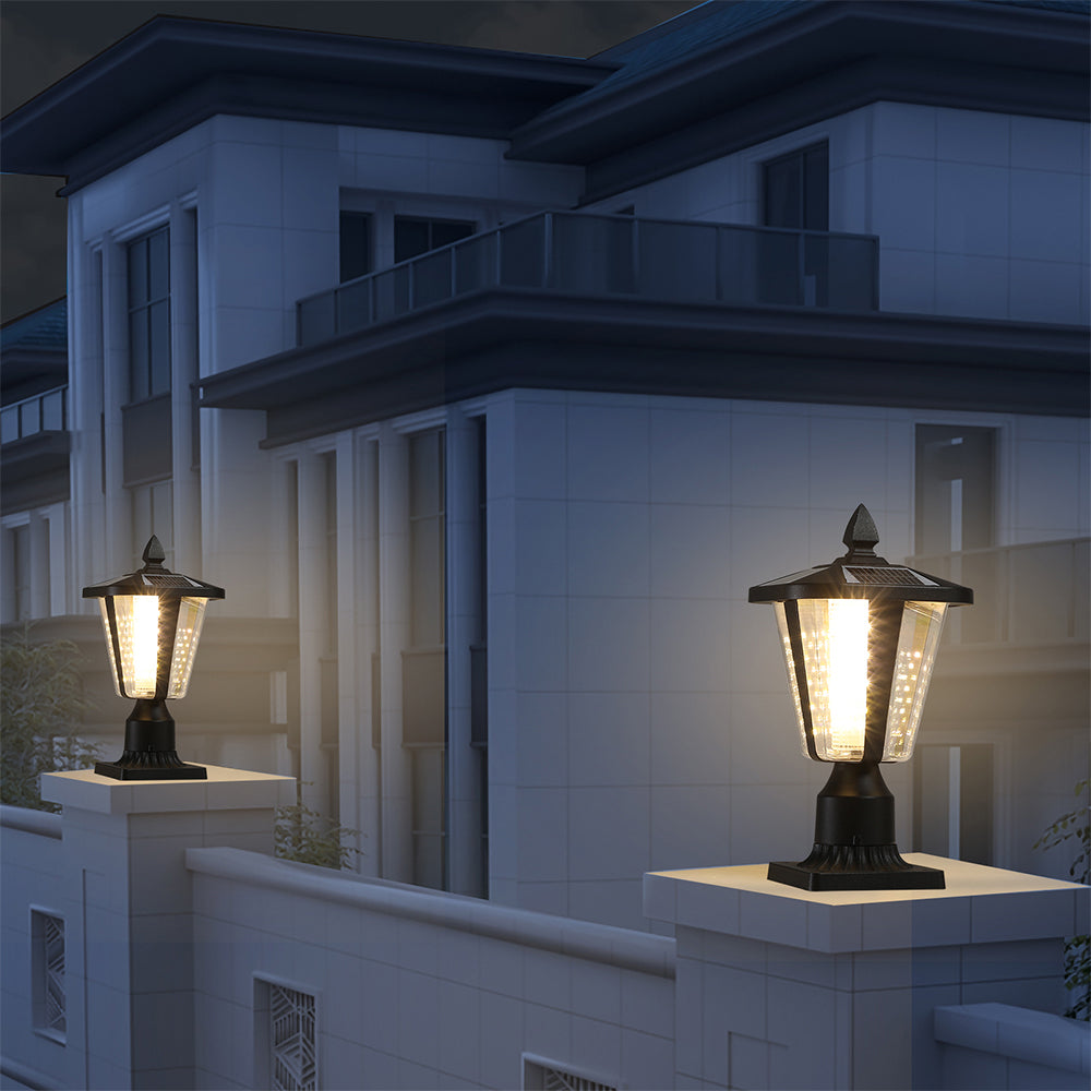 Black Solar LED Column Headlights - Dimmable