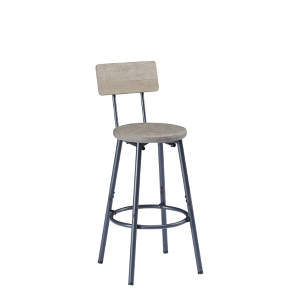 Industrial Bar Table Set with 3 Stools - Grey