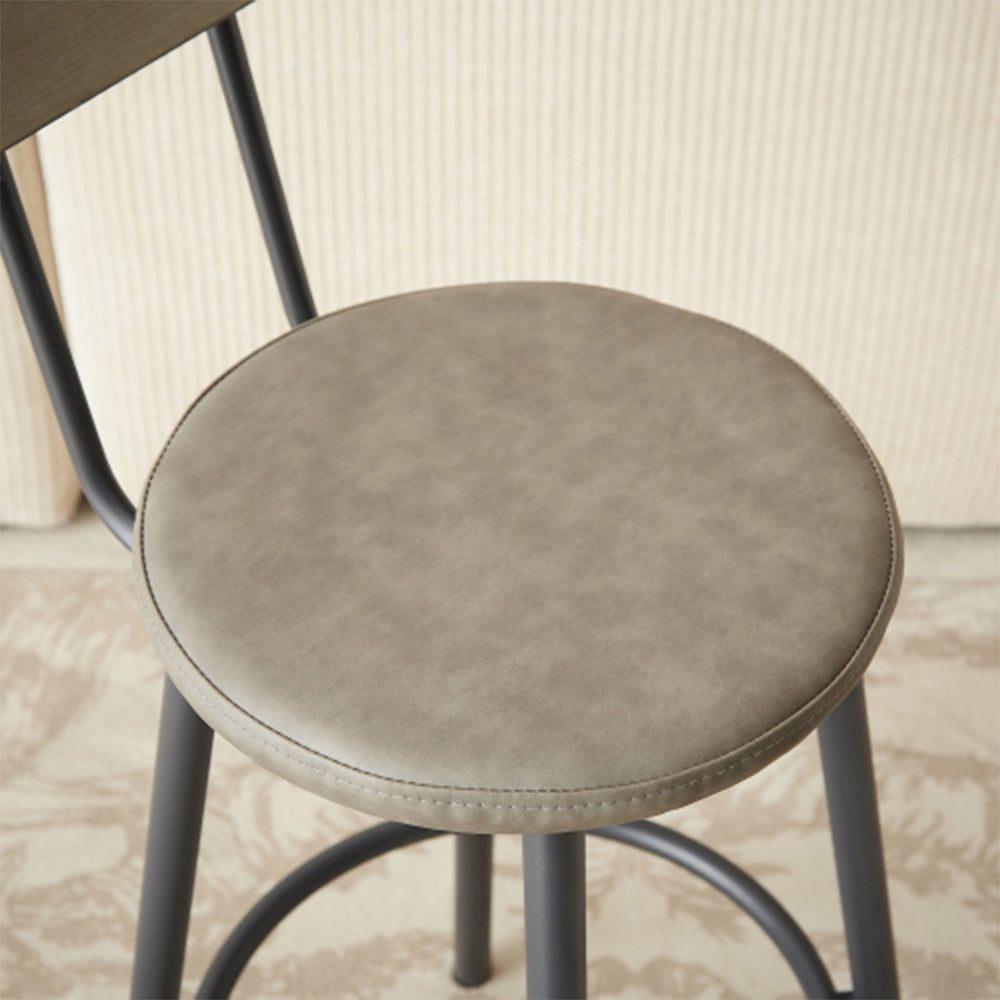 Industrial Bar Table Set with 3 Stools - Grey