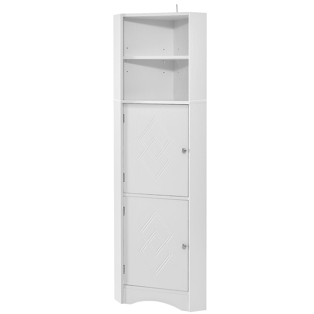 Tall Corner Bathroom Cabinet with Adjustable Shelves - White