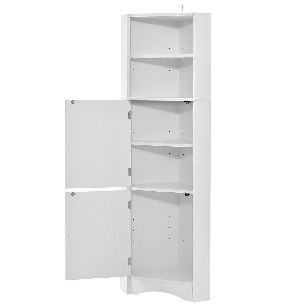Tall Corner Bathroom Cabinet with Adjustable Shelves - White