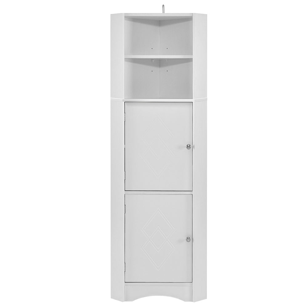 Tall Corner Bathroom Cabinet with Adjustable Shelves - White