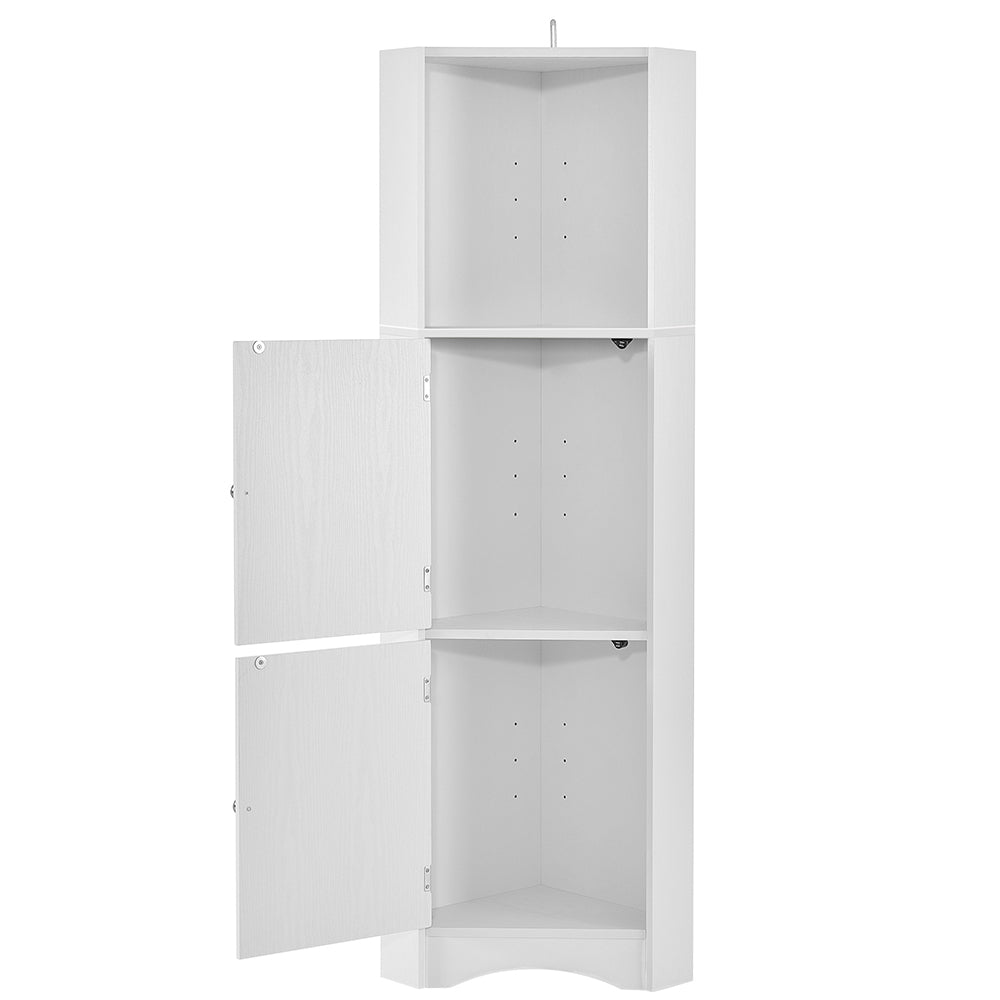 Tall Corner Bathroom Cabinet with Adjustable Shelves - White