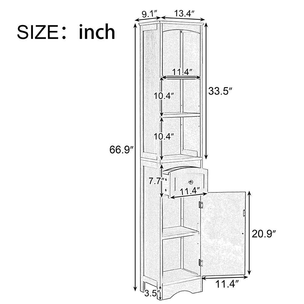 Tall Freestanding Bathroom Cabinet - Grey