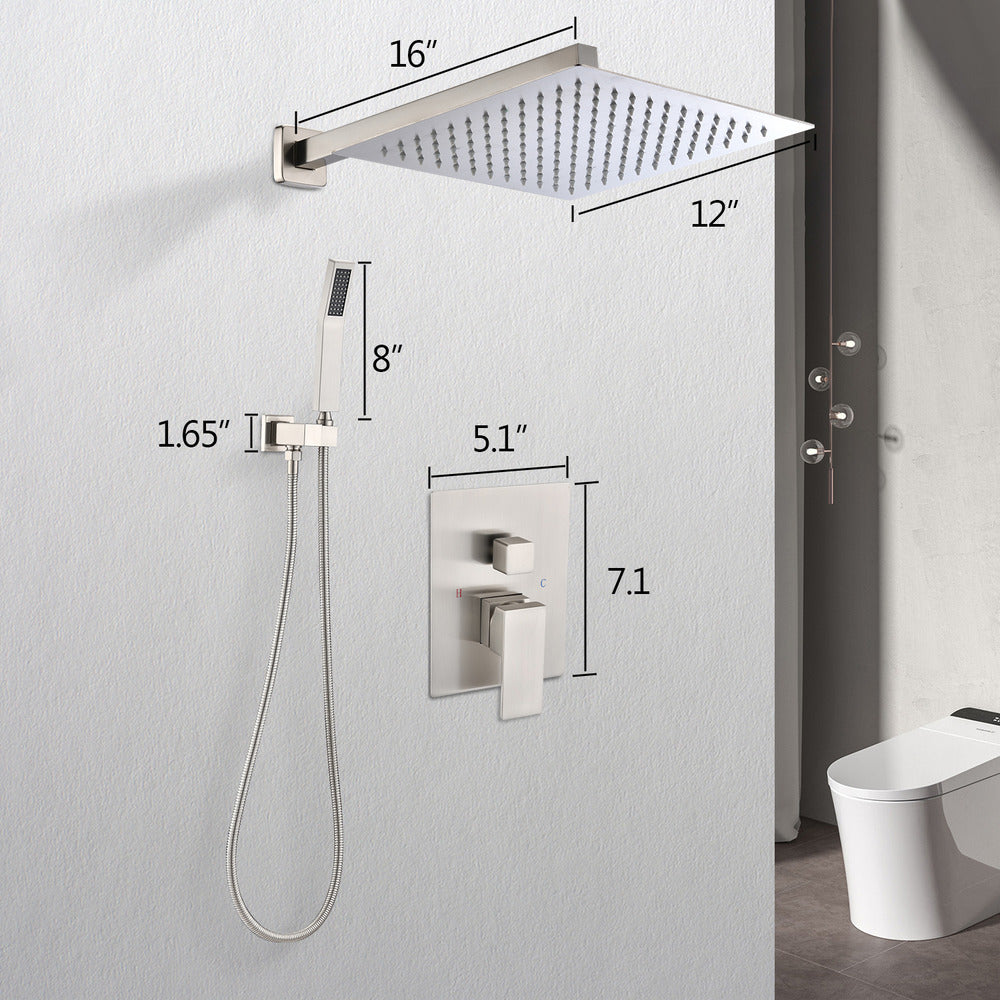12" Wall-Mounted Rain Shower Head System