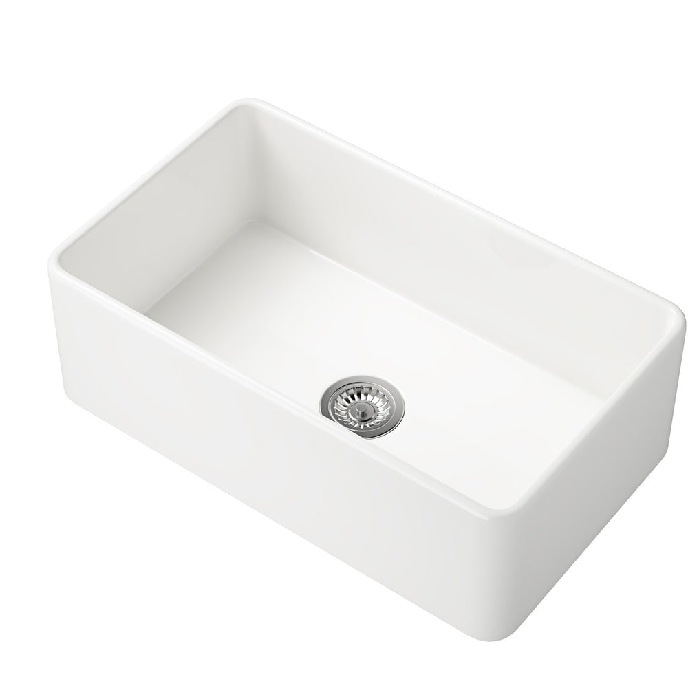 White Farmhouse Kitchen Sink Single Undermount Apron Sink