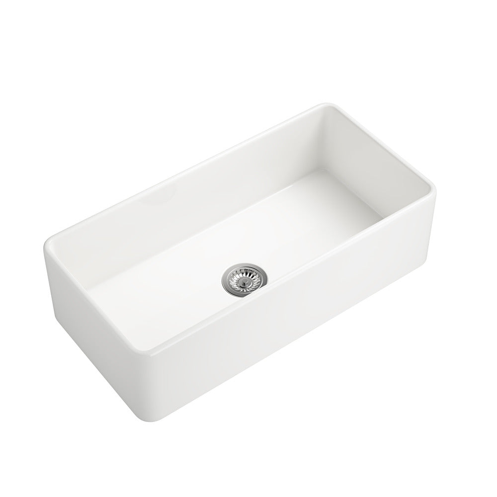 White Farmhouse Kitchen Sink Single Undermount Apron Sink