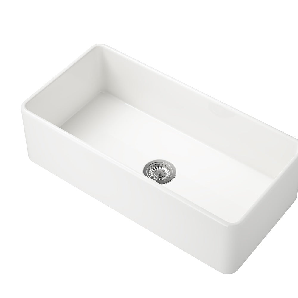 White Farmhouse Kitchen Sink Single Undermount Apron Sink