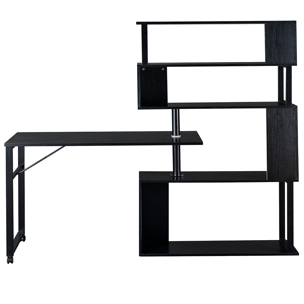 5-Tier L-Shaped Rotating Desk with Lockable Casters