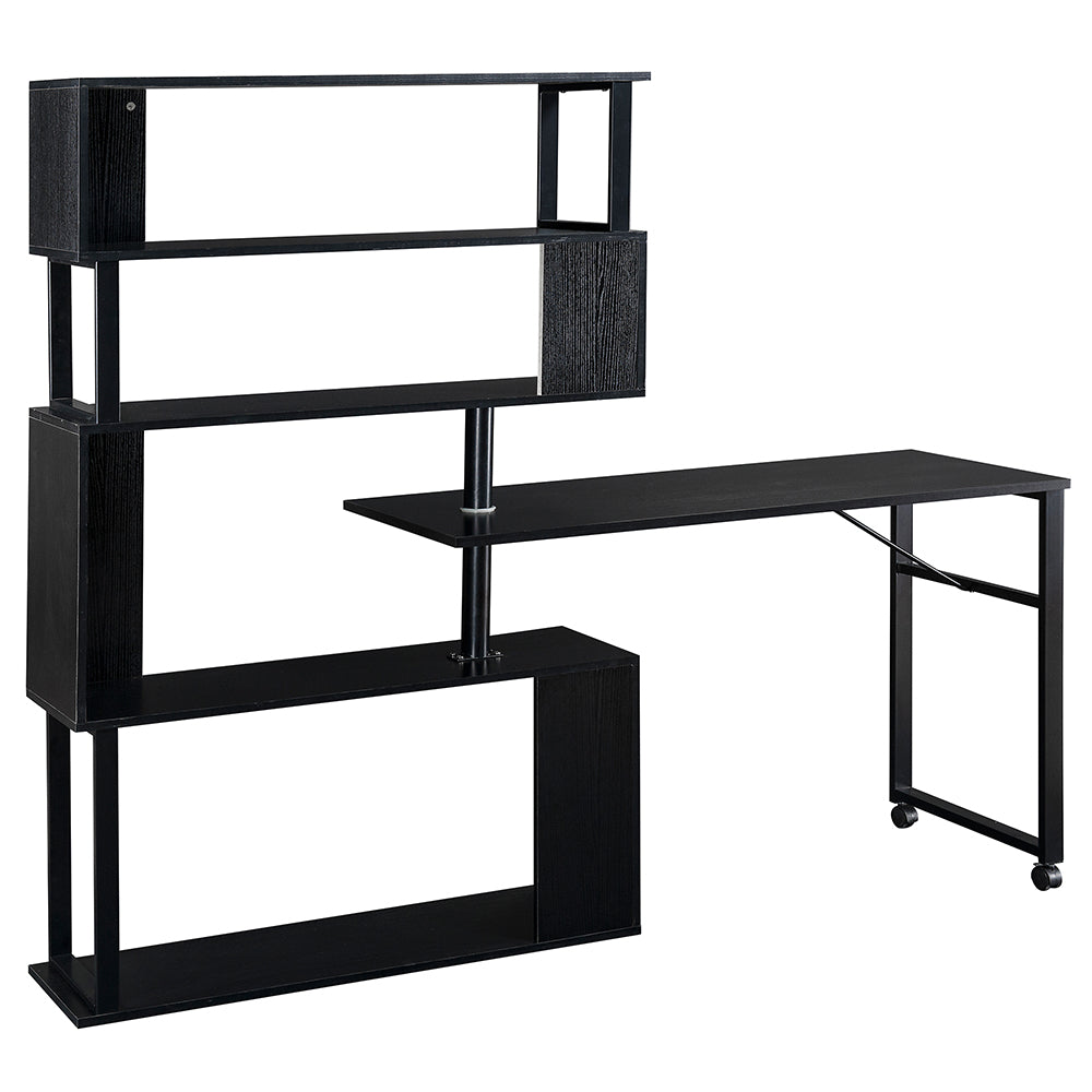 5-Tier L-Shaped Rotating Desk with Lockable Casters